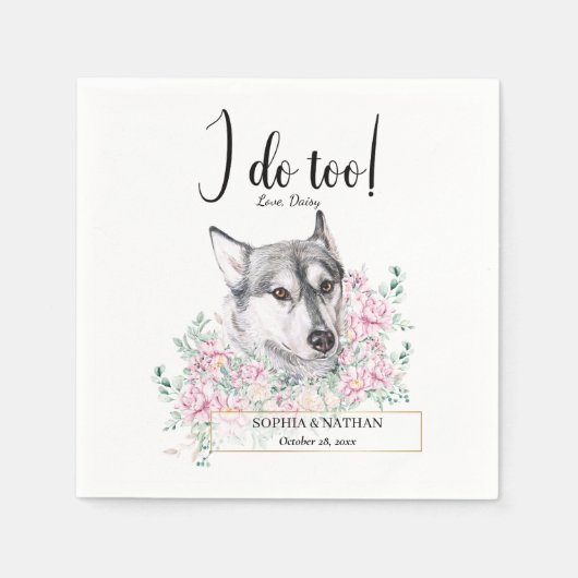 Husky Dog Wedding Cocktail Napkins Serviette (Vorderseite)