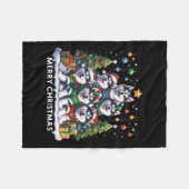 Husky Dog Weihnachtsbaum Frohe Weihnachtsanpassung Fleecedecke (Vorderseite (Horizontal))