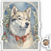Husky Dog Weihnachtskleber Aufkleber (Vorderseite)