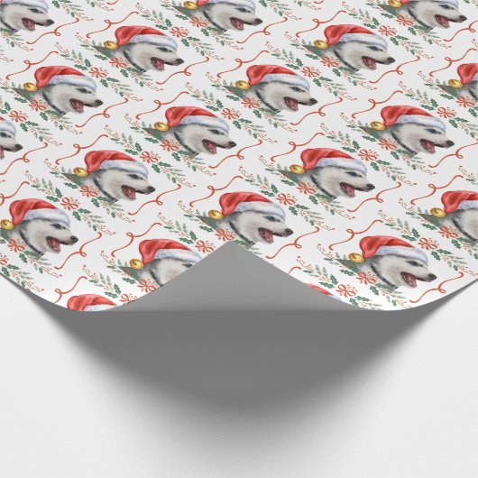 Husky Dog Weihnachtsmuster Wrapping Paper Geschenkpapier (Ecke)