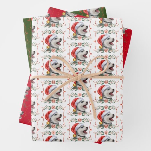 Husky Dog Weihnachtswrapping Paper Sheets Geschenkpapier Set (Beispiel)