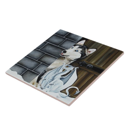 Husky Dog White Dragon Adventure Fliese (Seite)