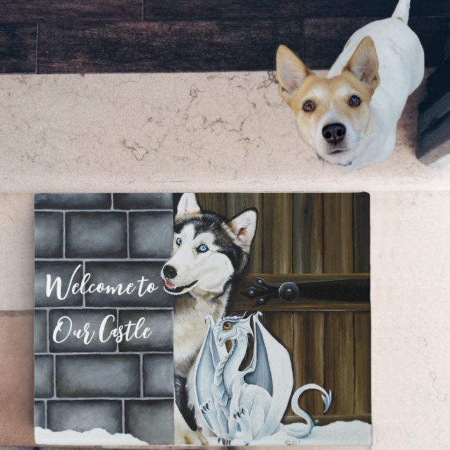 Husky Dog White Dragon Adventure Fußmatte (Von Creator hochgeladen)