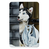 Husky Dog White Dragon Adventure Magnet (Vertikal)