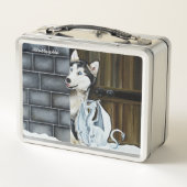 Husky Dog White Dragon Adventure Metall Brotdose (Rückseite)