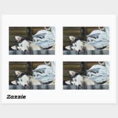 Husky Dog White Dragon Adventure Rechteckiger Aufkleber (Blatt)