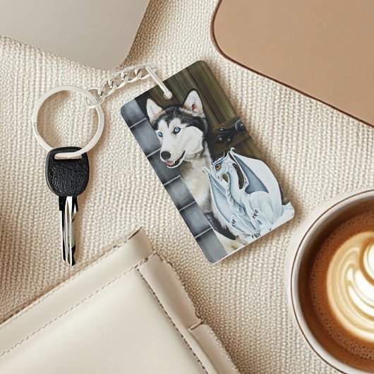 Husky Dog White Dragon Adventure Schlüsselanhänger