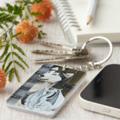 Husky Dog White Dragon Adventure Schlüsselanhänger (Vorderseite rechts)