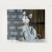 Husky Dog White Dragon Adventure Wandteppich (Vorderseite (Horizontal))