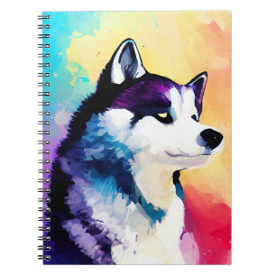 Husky Dog Wild Nature Animal Color Art Malerei Notizblock
