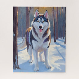 Husky | Dog Winter Watercolor Pet Painting Puzzle