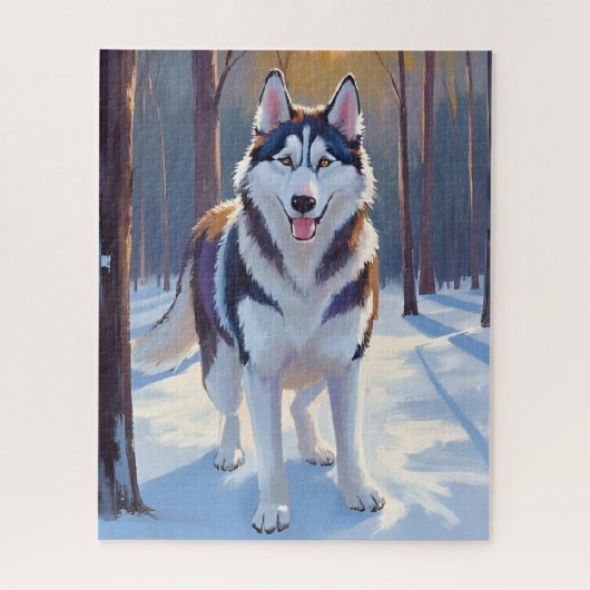 Husky | Dog Winter Watercolor Pet Painting Puzzle (Vertikal)