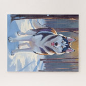Husky | Dog Winter Watercolor Pet Painting Puzzle (Horizontal)
