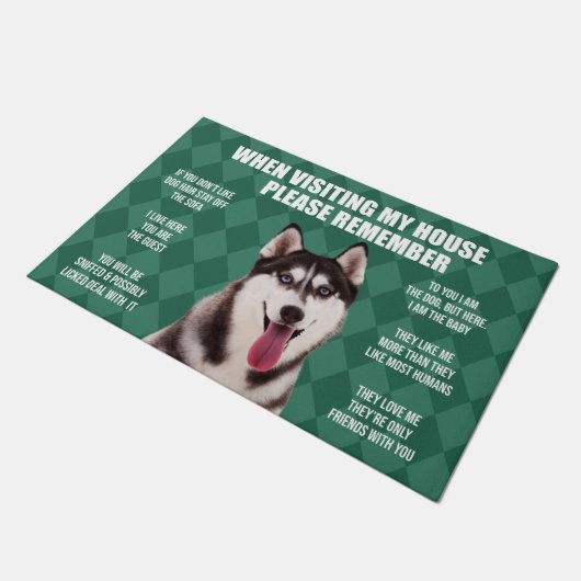 Husky Doormat, Husky Welcome Mat, Husky Lover Fußmatte (Schrägansicht)