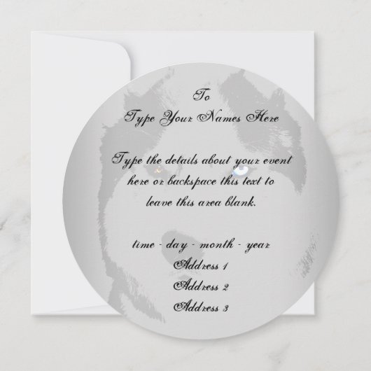 Husky Einladungen Personalisiert Sibirische Husky- (Rückseite)