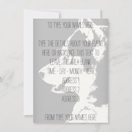 Husky Einladungen Personalisiert Sibirische Husky- (Rückseite)