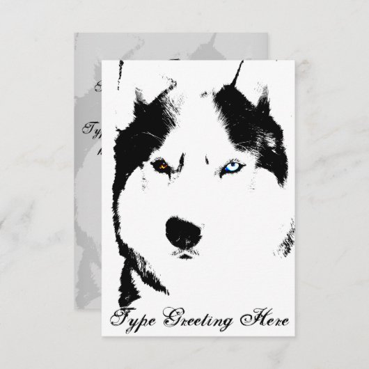 Husky Einladungen Personalisiert Sibirische Husky- (Vorne/Hinten)