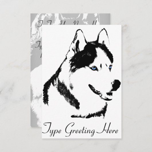 Husky Einladungen Personalisiert Sibirische Husky- (Vorne/Hinten)