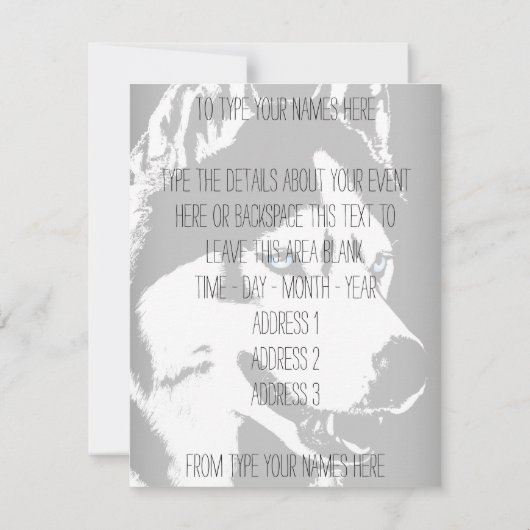 Husky Einladungen Personalisierte Sibirische Husky (Rückseite)