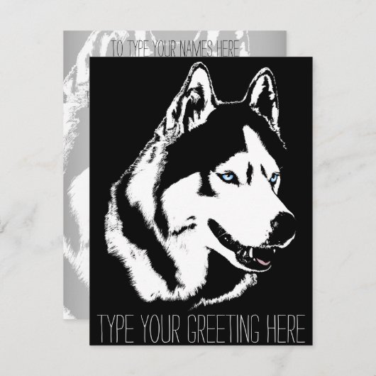 Husky Einladungen Personalisierte Sibirische Husky (Vorne/Hinten)