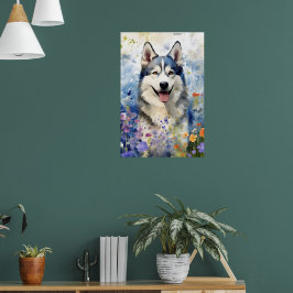 Husky farbige Aquarellbilder Poster