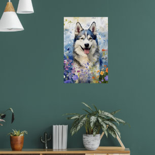 Husky farbige Aquarellbilder Poster