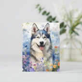 Husky farbige Aquarellbilder Postkarte (Stehend Vorderseite)