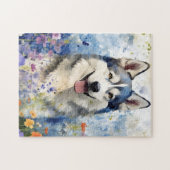 Husky farbige Aquarellbilder Puzzle (Horizontal)