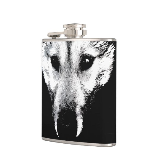 Husky Flask Custom Husky Wolf Pup Drink Flasche Flachmann (Links)