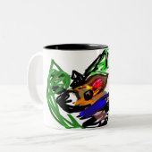 Husky Freude Zweifarbige Tasse (Vorderseite Links)