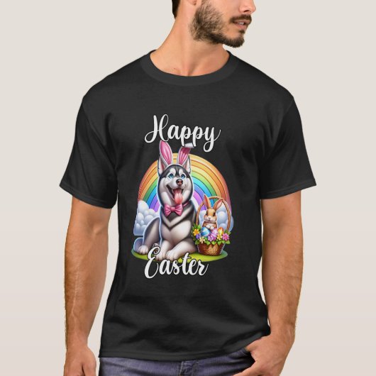 Husky Frohe Ostern Husky Ostern T-Shirt (Vorderseite)