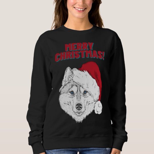 Husky Frohe Weihnachtsstil 1 Sweatshirt (Vorderseite)