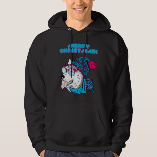 Husky Frohe Weihnachtsstil 2 Hoodie (Vorderseite)