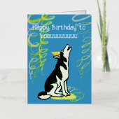 Husky fröhlicher Geburtstag Faltenfoil Ferienkarte (Vorderseite)