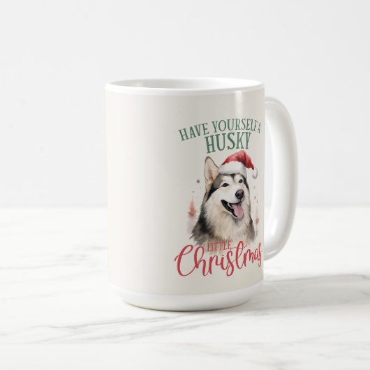 Husky Funny Dog Puff Weihnachtskaffee Tasse (VorderseiteRechts)