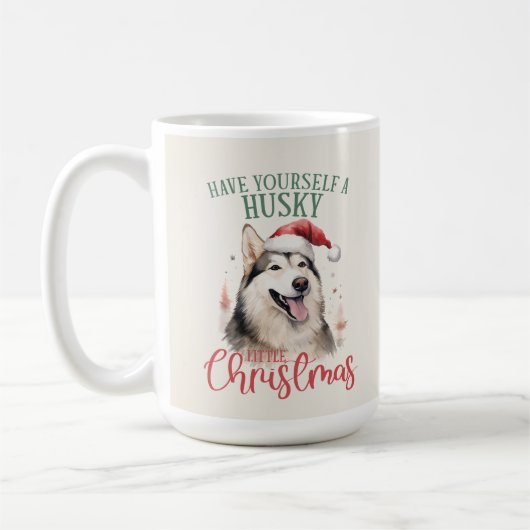 Husky Funny Dog Puff Weihnachtskaffee Tasse (Links)