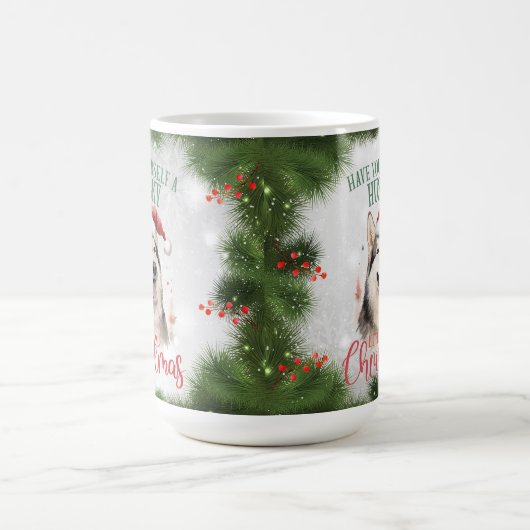 Husky Funny Dog Puff Weihnachtskaffee Tasse (Mittel)