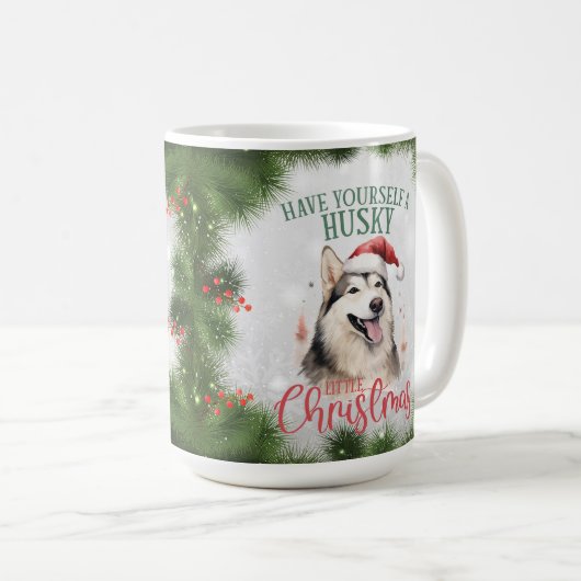 Husky Funny Dog Puff Weihnachtskaffee Tasse (VorderseiteRechts)