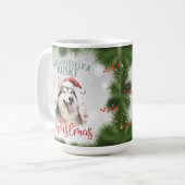 Husky Funny Dog Puff Weihnachtskaffee Tasse (Vorderseite Links)