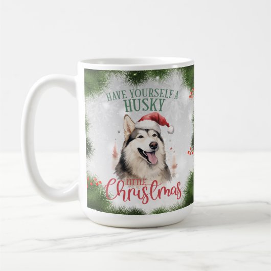 Husky Funny Dog Puff Weihnachtskaffee Tasse (Links)