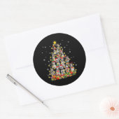 Husky | Funny Siberian Husky Weihnachtsmannmütze W Runder Aufkleber (Umschlag)