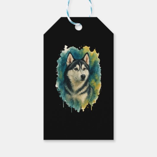 Husky-Geist-Wasserfarben-Majestät Geschenkanhänger (Vorderseite)