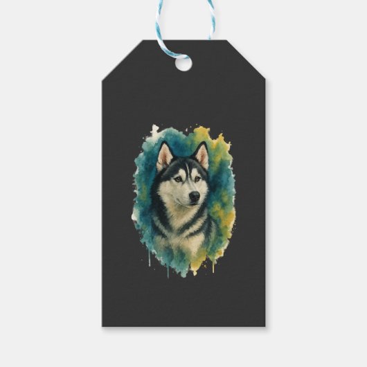 Husky-Geist-Wasserfarben-Majestät Geschenkanhänger (Vorderseite)