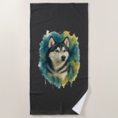 Husky-Geist-Wasserfarben-Majestät Strandtuch (Vorderseite)