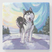 Husky-Geschenke und Zubehör Steinuntersetzer (Vorderseite)