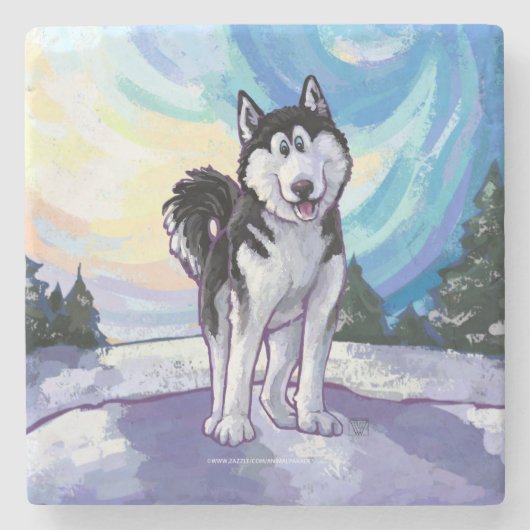 Husky-Geschenke und Zubehör Steinuntersetzer (Vorderseite)