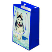 Husky-Geschenktasche Kleine Geschenktüte (Rückseite Schrägansicht)