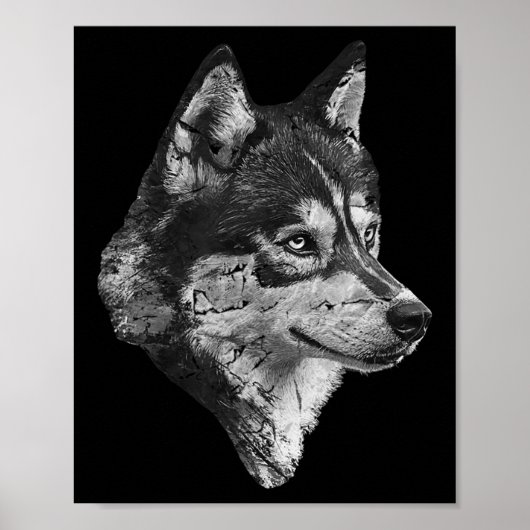 Husky Gesicht Niedlich Hund Lover Men Frauen Schwa Poster (Vorne)