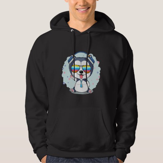 Husky Glasses Boy Style Hoodie (Vorderseite)