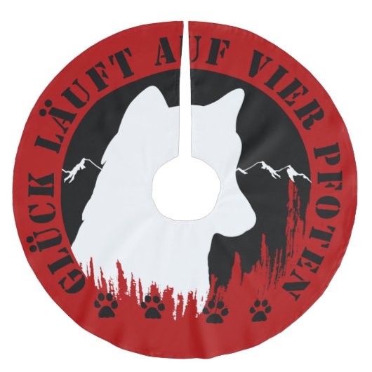 Husky-Glück läuft auf vier Pfoten Polyester Weihnachtsbaumdecke (Vorderseite)